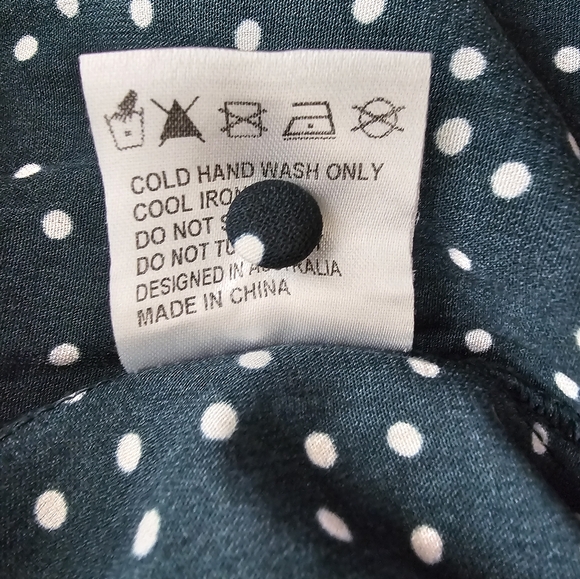 Hello Molly Stuck In Your Ways Midi Dress Green White Polka Dot Cutout Tie Front - Picture 8 of 10